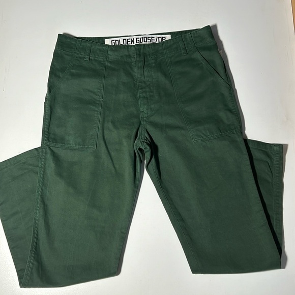 Golden Goose 100% Cotton Green High Waisted Skinny Cropped Pants Sz XS E - Picture 1 of 5